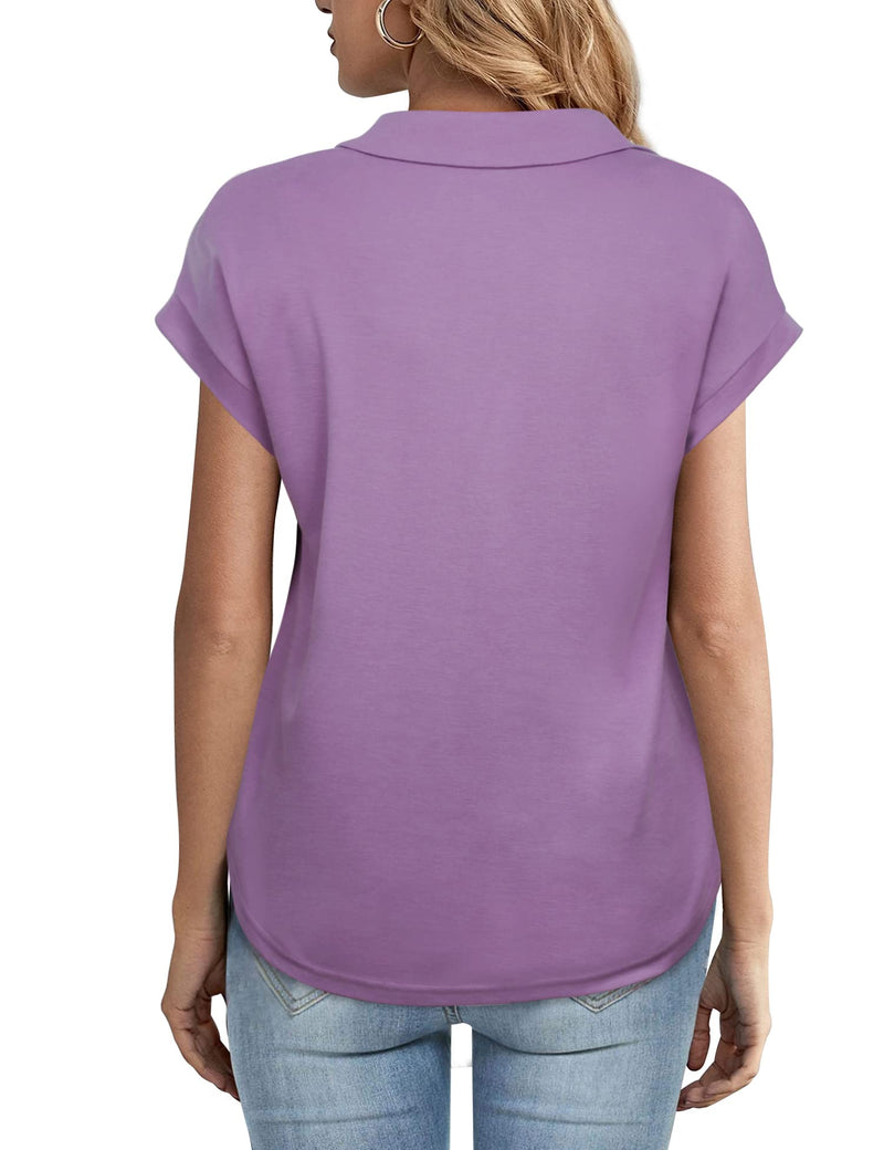 Women's T-Shirts Short Sleeve Collared V Neck T-Shirt