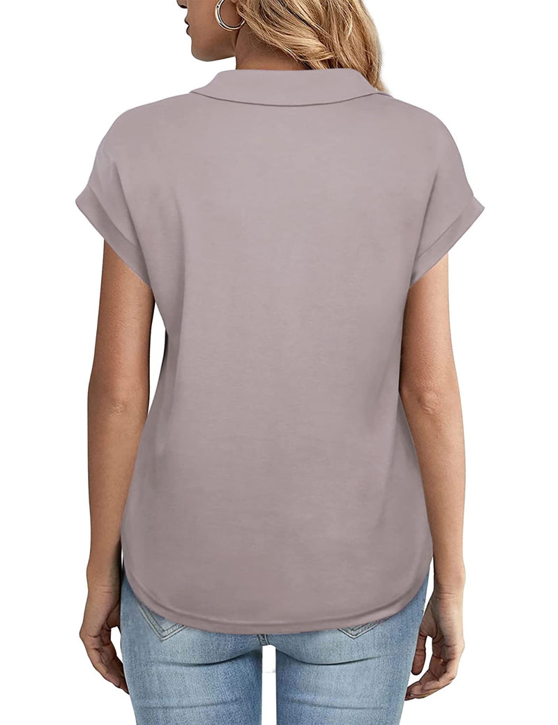 Women's T-Shirts Short Sleeve Collared V Neck T-Shirt