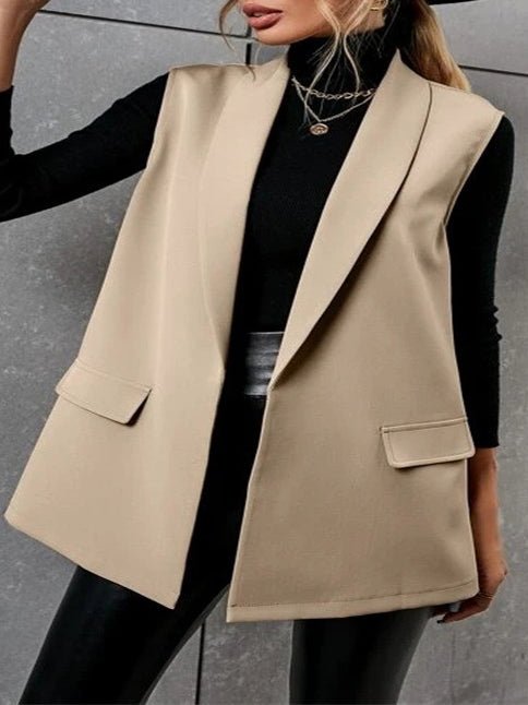 Women's Tank Tops Casual Lapel Buttonless Sleeveless Suit Vest